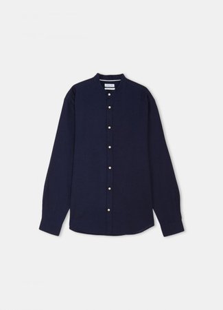 Camicia coreana in lino Blu navy - Acquista Online | Calliope