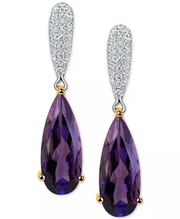 Macy's Amethyst (5 ct. t.w.) & Diamond (1/4 ct. t.w.) Drop Earrings in 14k Gold & White Gold