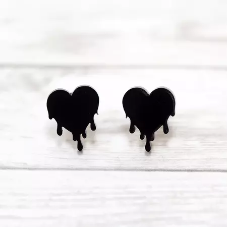 Dripping Black Heart Stud Earrings – Shana Logic