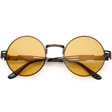 Vintage Steampunk Oversize Round Color Tone Sunglasses - zeroUV