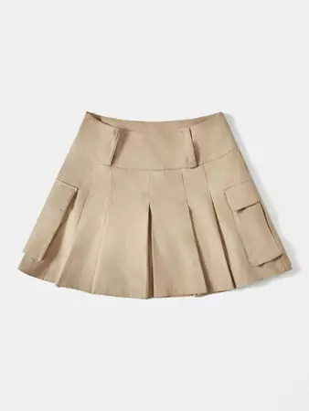 SHEIN EZwear Plus High Waist Flap Pocket Pleated Skirt | SHEIN USA