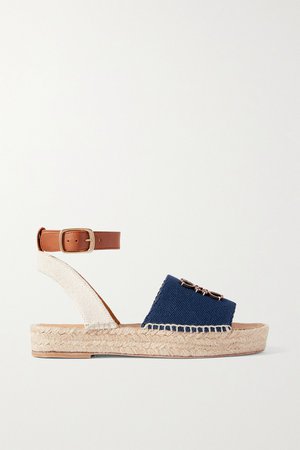 Navy + Paula's Ibiza canvas and leather espadrille sandals | Loewe | NET-A-PORTER