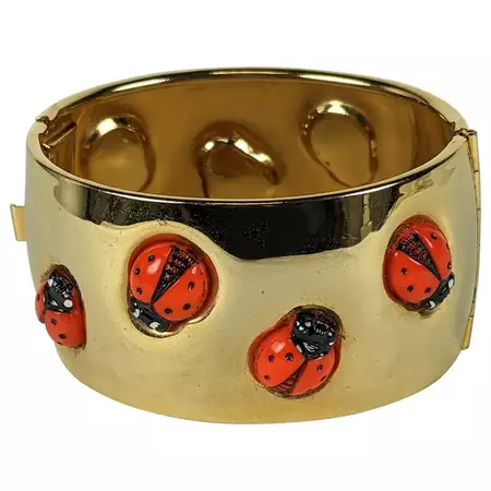 Rare Elsa Schiaparelli Documented Surrealist Lady Bug Cuff Bracelet For Sale at 1stDibs | schiaparelli ring, elsa schiaparelli bag, elsa schiaparelli bijoux