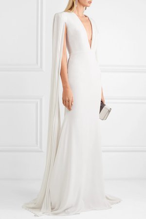 Alex Perry | Clemence tulle-trimmed crepe gown | NET-A-PORTER.COM