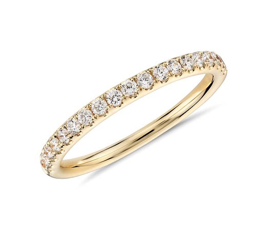 Riviera Pavé Diamond Ring in 18k Yellow Gold | Blue Nile