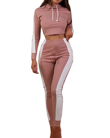 AELSON Womens Tracksuit Set Bodycon Skinny Pant 2 Piece Outfit Sweatsuit Pink at Amazon Women’s Clothing store