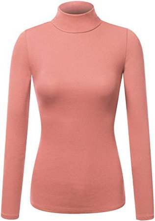 Fifth Parallel Threads Basic Ribbed Long Sleeve Turtleneck Mauve L at Amazon Women’s Clothing store
