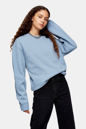 Blue Flatlock Oversized Sweatshirt