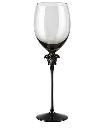 Versace Home Crystal Medusa Haze wine glass black & white N40100N321392 - Farfetch