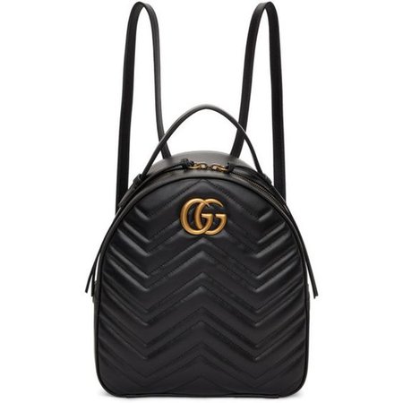 Gucci Black GG Marmont Quilted Chevron Backpack