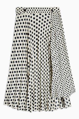 Monochrome Spot Pleat Midi Skirt | Topshop white