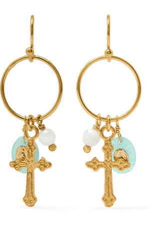 Chan Luu | Gold-plated, amazonite and bead earrings | NET-A-PORTER.COM