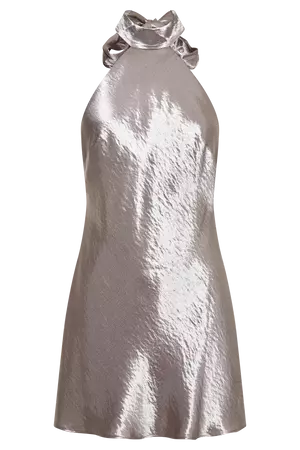 Cartia Bow Halter Micro Mini Dress - Bronze - MESHKI