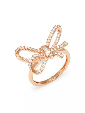 Effy ​14K Rose Gold & 0.57 TCW Diamond Bow Ring on SALE | Saks OFF 5TH