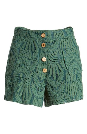 4SI3NNA Kacey Button Front Embroidered Lace Shorts | Nordstrom