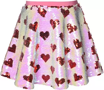 Truly Me Kids' Flip Sequin Heart A-Line Skirt | Nordstrom