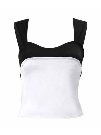 2022 Tie Back Patchwork Satin Tank Top White S In Tank Tops & Camis Online Store. Best For Sale | Emmiol.com