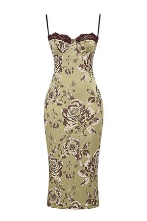 Clothing : Midi Dresses : 'Cassia' Floral Print Midi Dress
