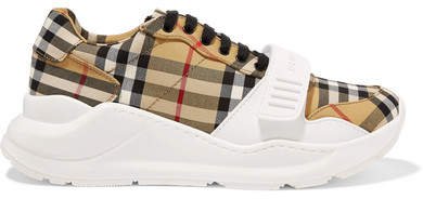 Checked Canvas Sneakers - Beige