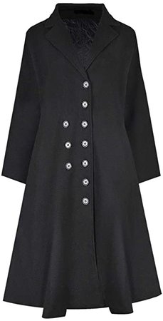 Amazon.com: QZUnique Women's Long Personality Collar Outwear Slim Trench Coat Black US XS: Clothing