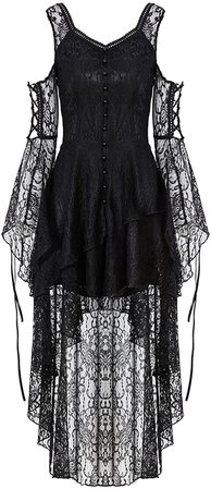 Dark in Love Women Black Gothic Vintage Lace High-Low Christmas Party Midi Dress (Small) at Amazon Women’s Clothing store