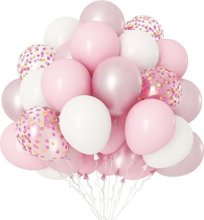 Rosa Luftballons Hellrosa Konfetti-Ballon Weiße Luftballons 20 Stück 12-Zoll-Latex-Helium-Luftballons-Set für Halloween, Babyparty, Hochzeitstag, Geburtstagsfeier-Dekorationen: Amazon.de: Spielzeug