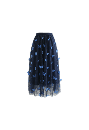 blue butterfly skirt