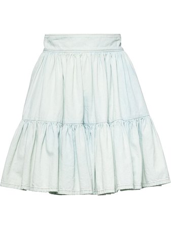 Shop blue Miu Miu high waisted denim skirt with Express Delivery - Farfetch