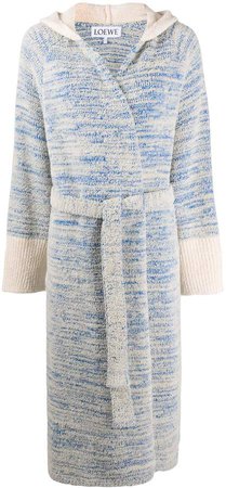 hooded knitted robe coat