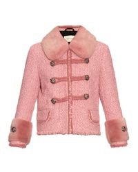 Gucci Mink-Fur and Tweed Jacket in Pink - Lyst