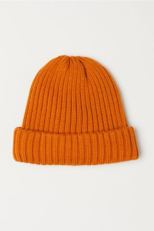 Rib-knit hat - Orange - Men | H&M