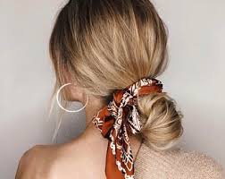 silky hair scarf brown creme - Google Search