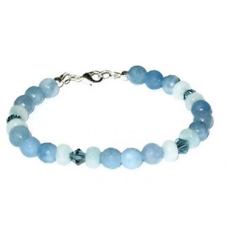 Blue Beaded Jade and Crystal Bracelet | AngieShel Designs