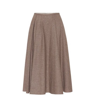 Checked wool-blend skirt