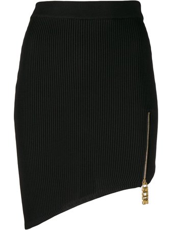 Black Gcds Ribbed Asymmetric Hem Skirt | Farfetch.com