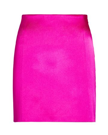 FRAME Seamed Satin Mini Skirt In Pink | INTERMIX®