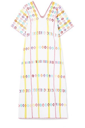 Pippa Holt | Embroidered striped cotton kaftan | NET-A-PORTER.COM