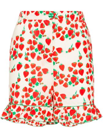 Helmstedt Ruffled Strawberry-Print Shorts Ss20 | Farfetch.com