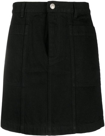 Patch-Pocket Denim Mini Skirt