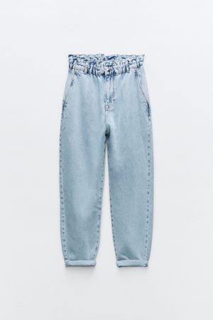 HIGH-WAISTED PAPERBAG BAGGY JEANS Z1975 - Light blue | ZARA United States