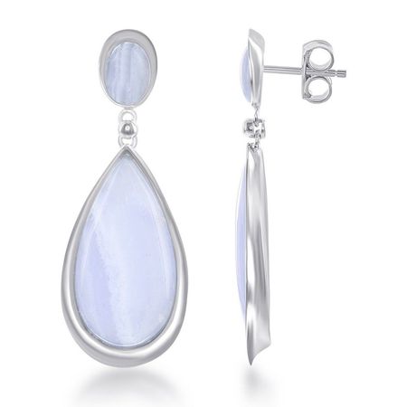 blue lace agate silver earrings - Google Search