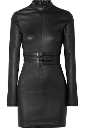 RtA | Domino belted stretch-leather turtleneck mini dress | NET-A-PORTER.COM