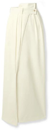 Pirt Wrap-effect Pleated Crepe Maxi Skirt - Ivory