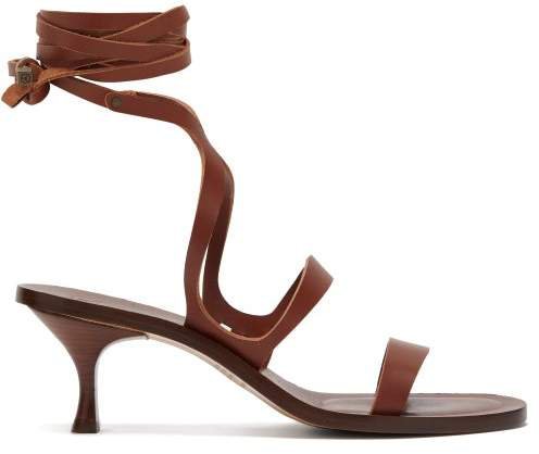 Alea Wrap Around Leather Sandals - Womens - Dark Brown