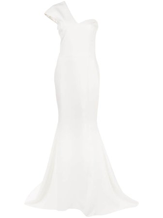 White Christian Siriano Off-The-Shoulder Gown | Farfetch.com