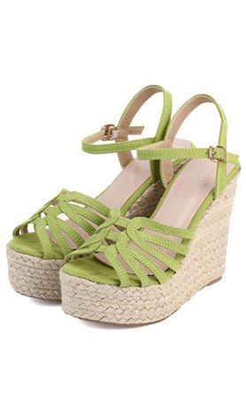 Olive Green Wedge Sandals