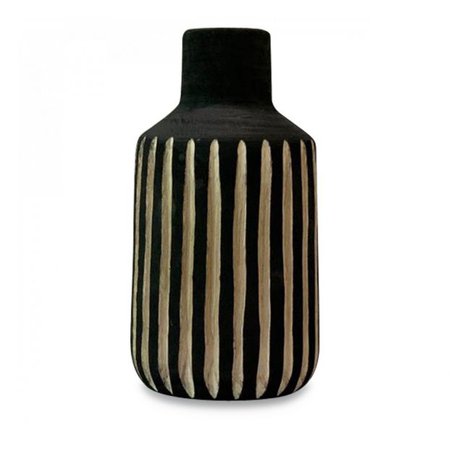 Striped Wood Vase Black Opjet Design Adult