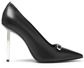 Ceo Appliqued Leather-trimmed Leather Pumps