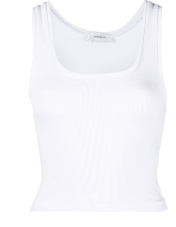 white sleeveless vest top