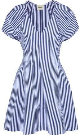 Briana Pleated Striped Cotton-poplin Mini Dress